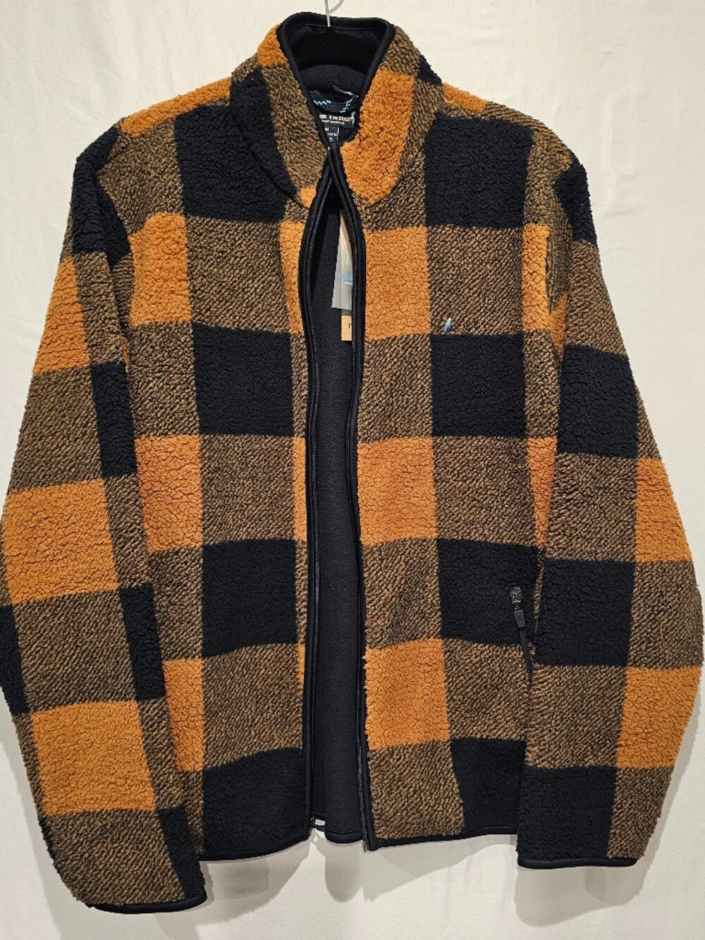 NWT Tailor Vintage Men's M Fleece Jacket Puretec Bonded Plaid Sherpa Full Zip